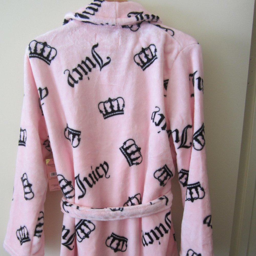 Juicy Couture Bathrobe Robe Crown Pink Sleepwear Women S/M or L/XL - Picture 2 of 5